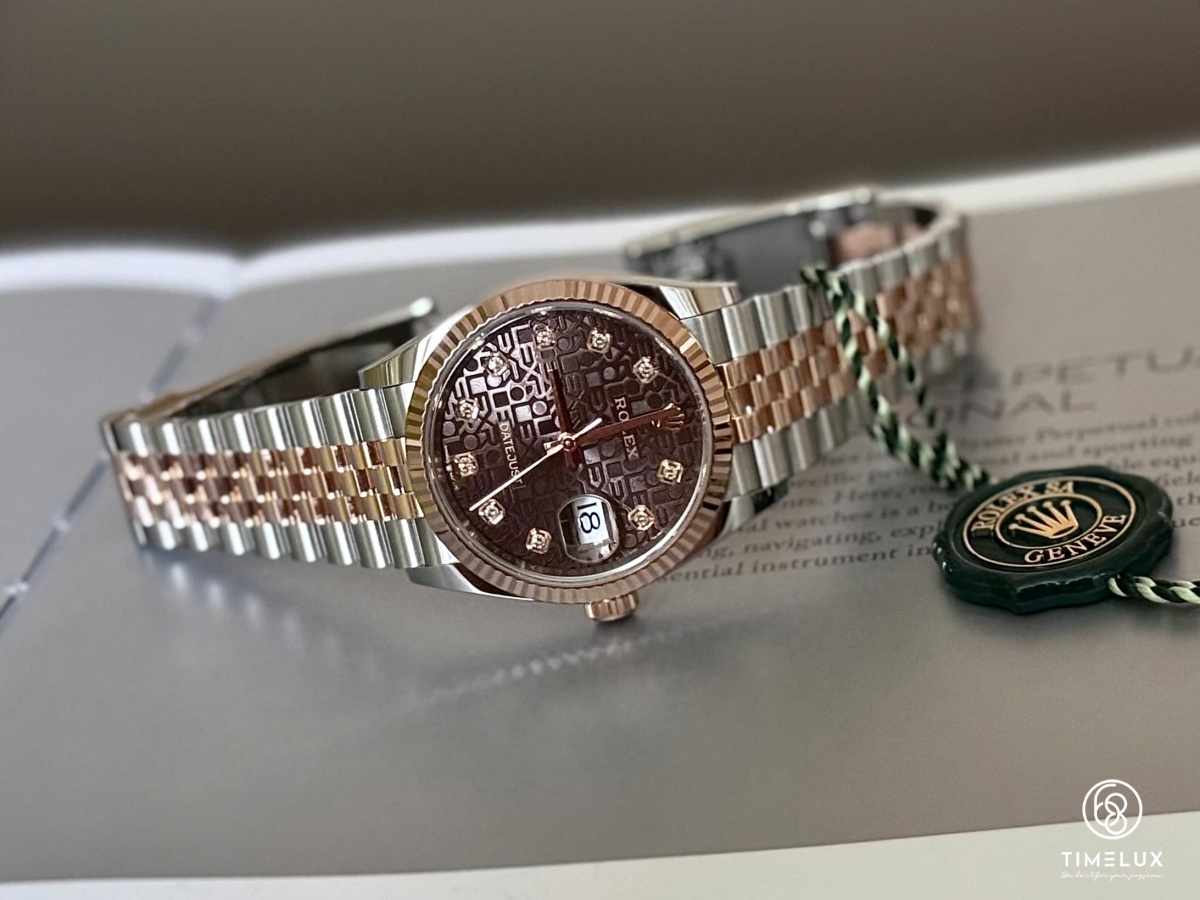 Rolex 126231 vi tính nâu Rose Gold/Steel 36mm 